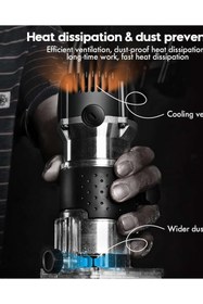 Resim DEKO TURKEY Bakır Sargı System 3000W Devir Ayarlı Formika Freze Makinesi 6 Mm Pens + 12 Adet Uç Set Hediye 