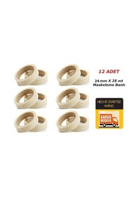 Resim Hediyeli 12 Adet 24 Mm X 25 Mt Maskeleme Bandı Kağıt Bant 