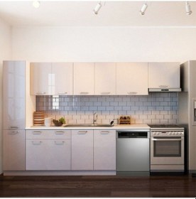 Resim Tirann Hazır Mutfak Dolabı Kiler Dahil -320cm-beyaz Laminat Tezgah Dahil-bulaşık Makinesi Yeri Mevcut Beyaz 