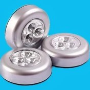 Resim Topnotch 3 Adet Led Dokunmatik Yuvarlak Yapışkanlı Gece Lambası Metalik 