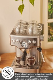 Resim Karaca Coffee Art 1353 Süt Köpürtücülü 20 Bar Basınçlı Espresso, Latte Cappuccino Americano Makinesi 