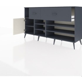 Resim Kronos Konsol 6 Raflı 2 Çekmeceli Tek Kapaklı 176x59x99 Antrasit-aytaşı/antrasit Aytası/antrasıt - Antrasıt 