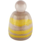 Resim Mikasa Moor Lila Kapaklı Sarı Çizgili Cam Vazo 19x28cm Mürdüm 