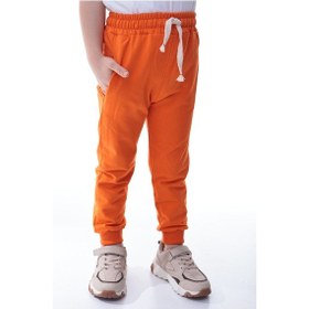 Resim Unisex Çocuk %100 Pamuk Günlük Jogger Eşofman Altı 12 Ay 5 Yaş Turuncu 