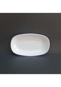 Resim 4 Adet Standart Melamin Kayık Tabak Orta Salata Tabağı 18x11 Cm - Beyaz Beyaz 
