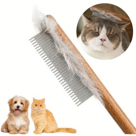 Resim Ahşap Saplı 1 Adet Kedi & Köpek Tüyü Temizleme Tarak Fırçası - Nazik Dolaşıklığı Çözme, Etkili Tüy Alma için Yüzen Tasarım, Dökülmeyi Azaltır ve Matlaşmayı Önler, Küçük Hayvanlar için Kolay Temizlenebilir Bakım Aracı, Doğal Ahşap Estetiği, Dayanıklı Yapı 