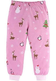 Resim Mamino Kız Bebek %100 Pamuk Yılbaşı Geyik Ve Kardan Adam Pijama Takımı 