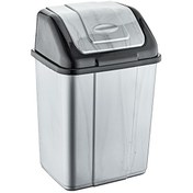 Resim Plastik Mini Sallanır Kapak Klink İtmeli Çöp Kutusu Kovası / 5 Lt. / No : 1 / 14 x 19 x 27 Cm. Gri 