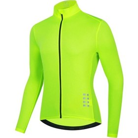 Resim Yeşil Bisiklet Forması Wosawe Erkek Uzun Kollu Nefes Alabilir Üst Gömlek Yeşil 