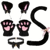Resim 5/6 Parça Kadın Kedi Kostüm Seti - Kulaklar, Kuyruk ve Eldivenler Dahil - Halloween, Karnaval, Maskeli Balosu ve Sevimli Kedi Temalı Etkinlikler İçin Mükemmel 