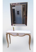 Resim Dresuar CNC Kabartma Model Hayal Ayna Gold beyaz Uyumu Ahşap MDF Kayın Ayak El yapımı beyaz 