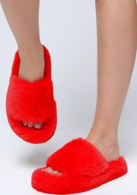 Resim Beyond Kadın Kırmızı Ekstra Yumuşak Tüylü Ev Terliği 3cm BYND01 - KIRMIZI / 