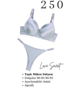 Resim Tılsım Lingerie Murays Kadın 3lü Taşlı Mikro Sütyen Takım Gri/kırmızı/yeşil 