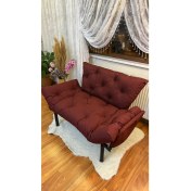 Resim Modern Style Home Modern Ikili Yataklı Kanepe Tekli 2'li Çift Kişilik Koltuk Ev Ofis Balkon Teras Kanepesi - Bordo 