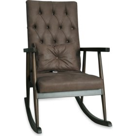 Resim Asedia Trend Ceviz Nubuk Kahve Kapitoneli Sallanan Sandalye Dinlenme/Emzirme/Baba/Tv/Okuma/Uzanma Koltuğu Berjer 