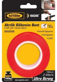 Resim Sgs 2520 Silikonize Çift Taraflı Bant 18 MM x 2 M 