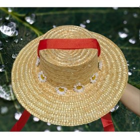 Resim Kadın Hasır Papatya Gondol Bağlamalı Kurdale Kırmızı 