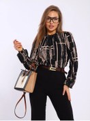 Resim Style World Büyük Beden Uzun Kollu Kadın Ofis Bluz 304329808 Siyah 