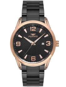 Resim FERRO Siyah Çelik Kordon Erkek Kol Saati F11911A-R 