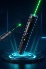 Resim ATLT ATLANTİS PROFESYONEL YEŞİL LAZER POINTER 2 BAŞLIKLI ŞAJLI PİLLİ ANAHTARLI WS-503 PASLANMAZ ÇELİK 