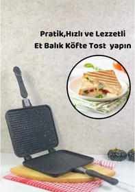 Resim Leony Döküm Granit Ocak Üstü El Tost Makinesi 25 x 18 CM 