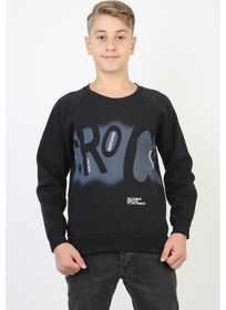 Resim Baskılı Erkek Çocuk Sweatshirt-90879 Siyah 