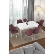Resim Canisa Concept Via Serisi Açılabilir Beyaz Renk Mutfak Masası Takımı, Yemek Masası+6 Adet Sandalye 