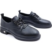 Resim Toce T6095 Bağcıklı Oxford Tarz Günlük Siyah Kadın Ayakkabı 