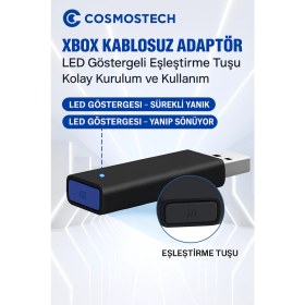 Resim Cosmostech Xbox Kablosuz Adaptör – Pc Uyumlu Oyun Alıcısı | Windows 7/8/8.1/10/11 | Xbox One, One X/s, Series X/s, Elite Series Kollarla Uyumlu 