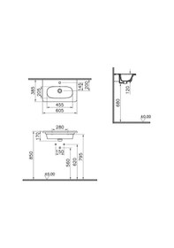 Resim Vitra Zentrum 7790B003-0001 Etajerli Lavabo, 60 x 38 CM Beyaz 