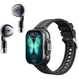 Resim Lasonstiges Siyah Silcon Honor Magic Vs3 V3 Magic V Flip Akıllı İzle Tws 2'si 1 Arada Kablosuz Bluetooth Gürültü Önleyici Kulaklık İzle Nabız Nfc 