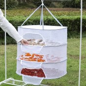 Resim 3 Katlı Katlanabilir Asılı Hava Kurutma Rafı - Toksik Olmayan Polyester Örgü Sepeti, Balık, Karides, Sebzeler, Otlar ve Meyveler için Fermuarlı, Uçan Böcekler Karşıtı Tasarım, Dış Mekan veya İç Mekan Kullanımı için, Kurutma Rafı 