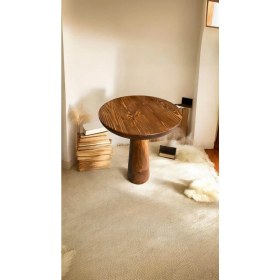 Resim Wood Wooden Ahşap Tekli Konik Mantar Yan Sehpa Modern Açık Ceviz Renk Fiskos 