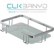 Resim Çelik Banyo Tacı Tekli Camlı Kare Süngerlik 22*15 