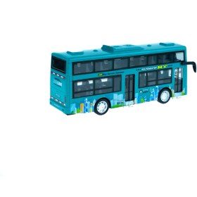 Resim Erzi Oyuncak Otobüs Iki Katlı Işıklı Sesli Sürtmeli Yeşil 20 cm 