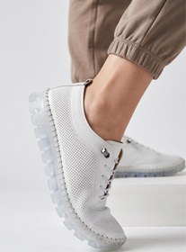 Resim FlexiGel Tam Ortopedik Jel Tabanlı Kadın Beyaz Loafer - Ultra Esnek Nefes Alabilir Hafif Günlük Anne Ayakkabısı 