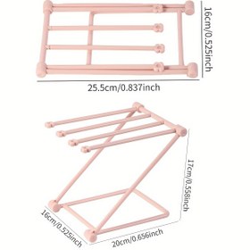 Resim 4 Katlı Katlanabilir Başlık Düzenleyici - Dayanıklı Plastik Saç Aksesuarları Ekran Standı Pastel Pembe ve Beyaz Tasarım ile, Ev Dekorasyonu için Yerden Tasarruflu Masaüstü Depolama, Banyo, Makyaj Masası veya Hediye, Masaüstü Düzenleyici | Pastel Düzenleyici | Fonksiyonel Tasarım, Saç Aksesuarları Düzenleyici, Asılı Takı Düzenleyicileri 