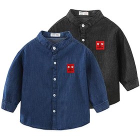 Resim melisam.msg Erkek Çocuk Denim Gömlek Kırmızı Nakışlı 