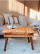 Resim WEBPANYA Gürgen Retro Ayak Handmade Özel Tasarım Lüx Suni Deri Kaplama Bench Puf Sandalye 