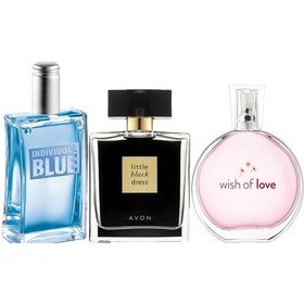 Resim Avon Individual Blue Erkek Parfüm + Little Black Dress Kadın Parfüm 50 ML + Wish of Love Kadın Parfüm 50 ML 