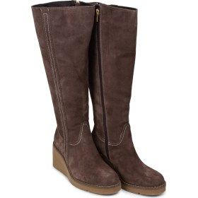 Resim Deery Kadın Hakiki Süet Kahverengi Dolgu Topuk Çizme - 61206ZKHVC01 