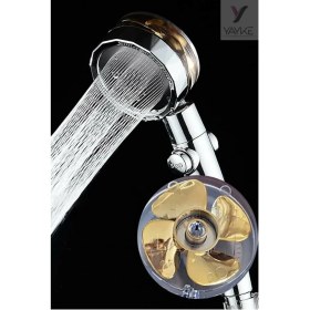 Resim Yayke 360 Derece Dönebilen Aç Kapa Su Tasarruflu, Pervaneli Duş Başlığı (gold Renkli Pervane ) 