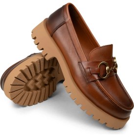 Resim Deery Kadın Hakiki Deri Taba Renkli Tokalı Loafer - 02037ZTBAE01 