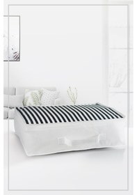 Resim Vedsey Orta Boy Lacivert Çizgili Hurç & Baza Altı -dolap İçi - Sandık İçi Düzenleyici & 53x44x20 Cm Lacivert 