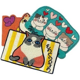 Resim Sevimli Hayvan Tasarımlı Kapı Paspası Çok Renkli 