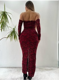 Resim Pink Life Kırmızı Tül Üzeri Flog Baskılı Zebra Desenli-Kırmızı Zebra 