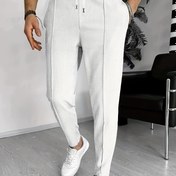 Resim Erkek Elastik Bel Joggers - Hafif Rahat Pantolonlar Cep ile, Düz Beyaz, Tüm Mevsim Rahatlığı için Rahat Giyim, Bahar ve Yaz için Çok Yönlü, Rahat Giyim | Şık Joggers | Hafif Kumaş 