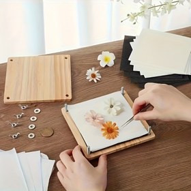 Resim Çiçek Presi, Taşınabilir Ahşap Çiçek Sanat Çıkartma Aracı, DIY El Yapımı Presleme Kiti Sanat ve Bahçe Tutkunları için Uygun, Scrapbooking ve Sanat Projeleri için İdeal, Tatil Hediyesi 