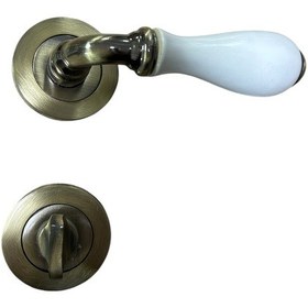 Resim Dooraks Rozetli Porselen Kapı Kolu Antik Sarı Wc 