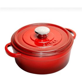 Resim Demir Döküm 24 Cm Derin Tencere Kırmızı Kırmızı 